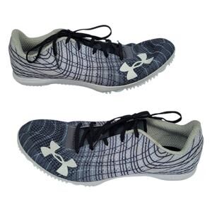 Under Armour Mens 8.5 Kick Sprint Spike Black & White Racing Track Shoe Cleats